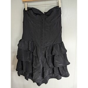 Forever 21 Short ruffle strapless Black Dress womens XL corset style front NWT